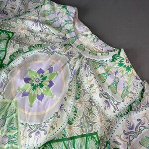 Eva Mendes Purple White Green Sheath Lined Boho Casual Summer Airy Light XL